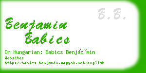 benjamin babics business card